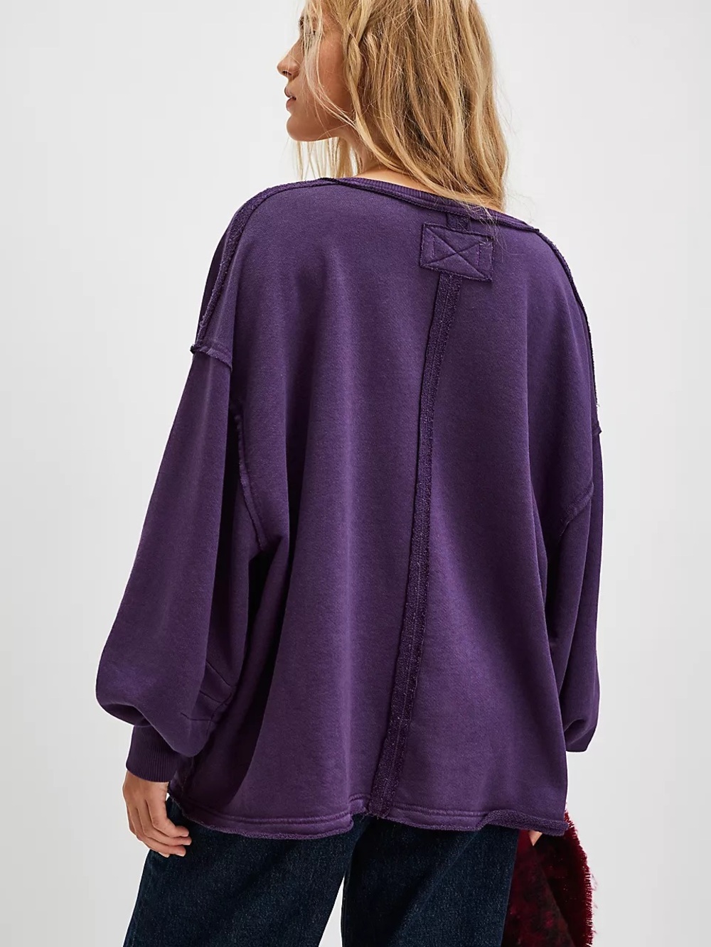 Free People We The Free Venice V-Neck Sweatshirt Sour Grapes Small - Picture 3 of 9